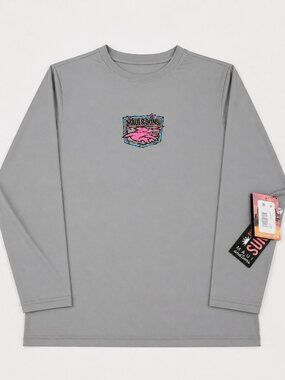 NWT Maui & Sons Boys XL 14-16 Gray Rash‎ Guard Sun Shirt Swim or Surf